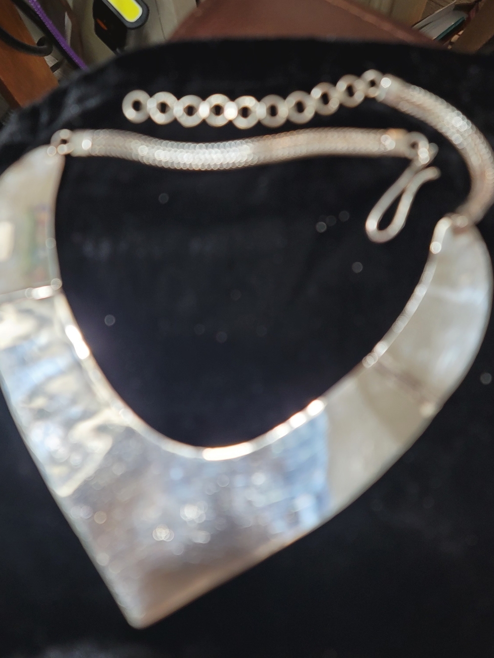 Polished Silver V-Front Collar Necklace - Women's Jewelry